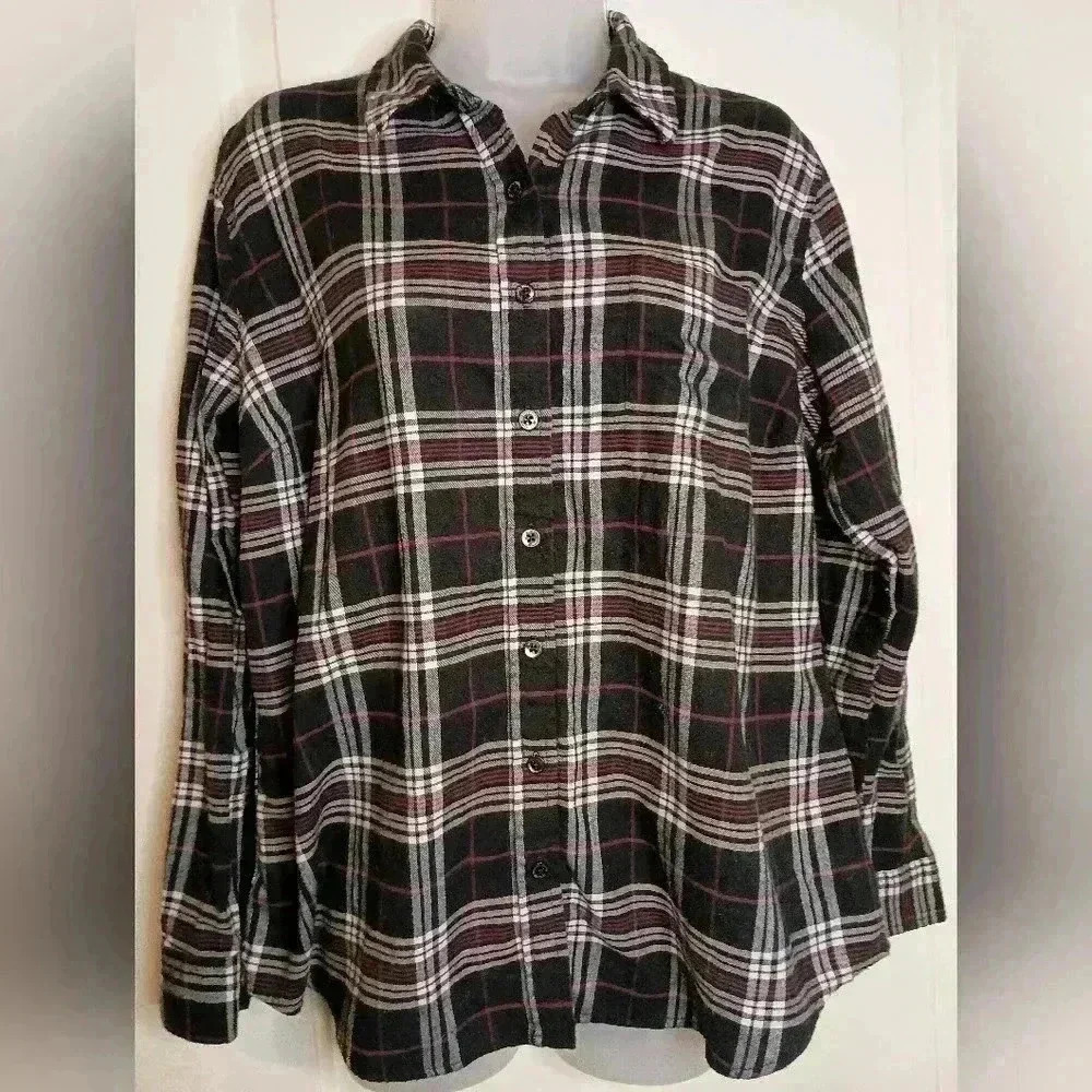 WEATHERPROOF Plaid Dark Academia L Country‎ Western Long Sleeve button up